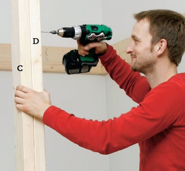 Tolpan vahvistaminen palkilla Parven rakentaminen